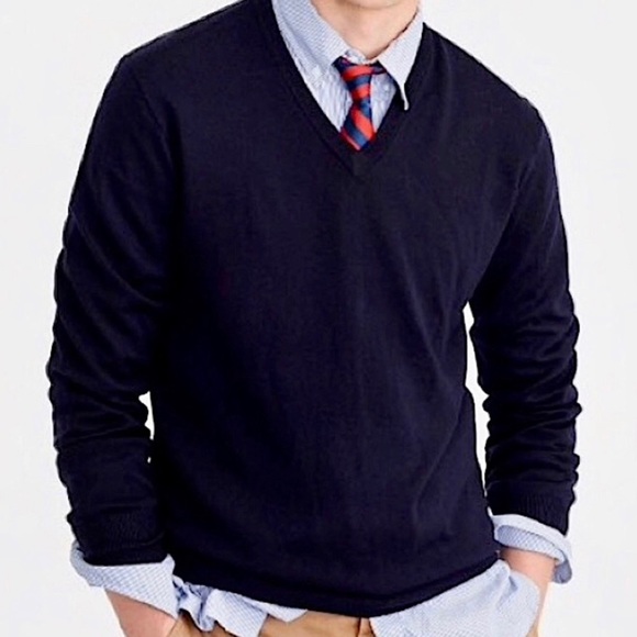 J Crew Mens Vneck Sweater Navy 